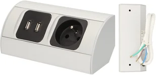Orno Gniazdo meblowe bez wyłącznika, 1x230V, 2xUSB OR-AE-1310 - Gniazdka elektryczne - miniaturka - grafika 2