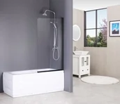 Parawany nawannowe - DUSO Parawan nawannowy jednoczęściowy DUSO 80x140 czarny mat szkło transparentne DS101TK - miniaturka - grafika 1