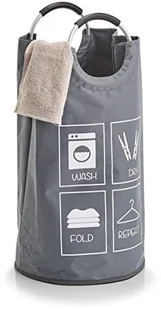 Zeller Szary kosz na pranie z uchwytami worek na pranie kosz na pranie tekstylny pojemnik na pranie kosz łazienkowy materiałowy kosz B07DVNBLVR - Kosze na bieliznę - miniaturka - grafika 2