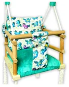 Leżaczki i huśtawki - Drewniana huśtawka rosnąca dla dzieci w jednorożce L0-H74 - miniaturka - grafika 1