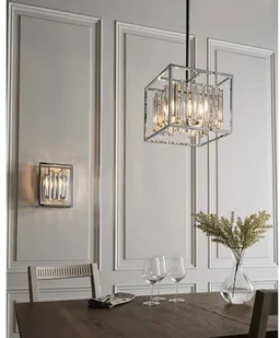 Endon Wisząca LAMPA glamour ACADIA 81930 Endon kwadratowa OPRAWA metalowa klatka ZWIS z kryształkami chrom przezroczysta 81930 - Lampy sufitowe - miniaturka - grafika 6