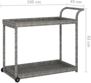 shumee Wózek barowy szary 100x45x83 cm polirattan - Wózki na żywność - miniaturka - grafika 7