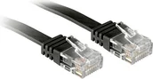 Kable miedziane - LINDY Patchcord RJ45 3m płaski czarny 47523 - miniaturka - grafika 1