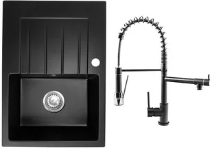 Kuchinox Zlewozmywak Granitowy Cały Czarny Szary + Syfon - Zlewozmywaki - miniaturka - grafika 9