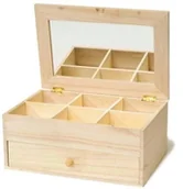 Pozostałe akcesoria dla plastyków - Artemio artemio skrzynia biżuteria z 6 półkami, wykonana z drewna, z lustrem i szufladą, Beige 14001052 - miniaturka - grafika 1