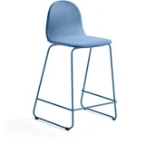 Krzesła - AJ Produkty Krzesło barowe GANDER, płozy, siedzisko 630 mm, tkanina, niebieski - miniaturka - grafika 1