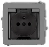 Gniazdka elektryczne - Karlik Deco szary mat gniazdo pojedyncze bryzgoszczelne 27DGPB-1zd 27DGPB-1zd - miniaturka - grafika 1