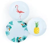 Serwisy obiadowe - Excelsa Tropical serwis stołowy 18-częściowy, porcelana, biała z zamkiem dekoracja 61507 - miniaturka - grafika 1