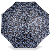 Parasole - Blue Drop Parasol damski długi Metropoli, niebieskie napisy MOI6591-04 - miniaturka - grafika 1
