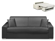 Sofy i kanapy - Vente-Unique 4-osobowa kanapa z ekspresowym mechanizmem rozkładania z materiału skóropodobnego EMIR - Kolor: czarny - Miejsce do spania: 160 cm - Materac 14 cm - miniaturka - grafika 1