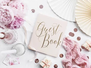 Party Deco Księga gości weselnych Guest Book pudrowy róż - 22 kartki KWAP58-081P - Wesele i ślub - miniaturka - grafika 3