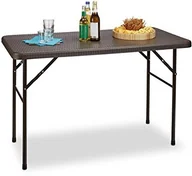 Stoły ogrodowe - Relaxdays Stół ogrodowy Stół składany BASTIAN prostokątne HBT 74 x 121,5 x 61 cm składany dla ogród, balkon lub taras z metalowym stelażem, wygląd la ratan jako stolik pomocniczy stolik lub na kemping (10020057_645) - miniaturka - grafika 1