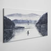 Obrazy i zdjęcia - PL Coloray Obraz na Płótnie Akwarela Łódź Rybak 100x50cm - miniaturka - grafika 1