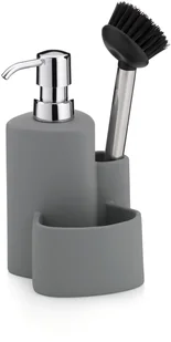 Kela Purana - ceramiczny dozownik do mydła ze szczotką do naczyń, szary, KE-12081 - Ściereczki, gąbki, czyściki - miniaturka - grafika 2