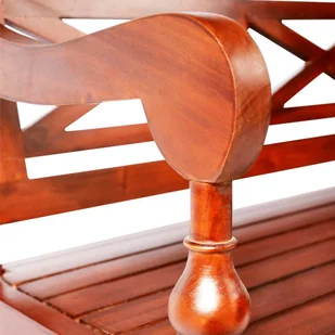 vidaXL Ławka Batavia, lity mahoń, 136 x 50 x 82 cm, ciemnobrązowa - Ławki ogrodowe - miniaturka - grafika 7