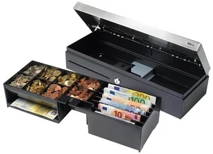 Safescan SD-4617S pokrywa z klapką do kasy, elektryczny i kluczyk, otwór z 8 przegródkami na monety lub 6 przegródkami na banknoty, wymiary 46 x 17 cm, czarna - Sejfy i kasy pancerne - miniaturka - grafika 2