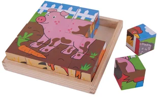 Bigjigs Toys Klocki obrazkowe Farma - Układanki dla dzieci - miniaturka - grafika 2
