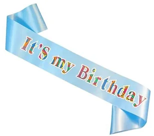 GoDan Szarfa "Its my birthday", błękitna jasna CH-SIMBJB - Gadżety na imprezę - miniaturka - grafika 2