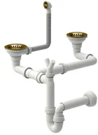 Syfony - QUADRON Quadron Syfon pionowy do zlewozmywaka granitowego 1,5 lub 2 komory z ociekaczem lub bez ociekacza 3,5" cala kolor złoty SAVE SPACE - miniaturka - grafika 1