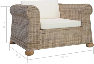 vidaXL Fotel z poduszkami, naturalny rattan - Fotele - miniaturka - grafika 8