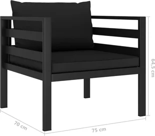 vidaXL 5-cz. zestaw wypoczynkowy z poduszkami, aluminium, antracyt - Meble ogrodowe - miniaturka - grafika 7
