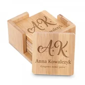 Pozostałe akcesoria barmańskie - Murrano Podkładki bambusowe pod kawę herbatę zestaw x6 grawer dla księgowej PDK-BMB-029 - miniaturka - grafika 1