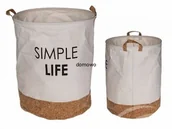 Kosze na bieliznę - SKŁADANY MATERIAŁOWY KOSZ NA PRANIE ZABAWKI z korkowym dnem - miniaturka - grafika 1
