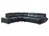 Narożniki - Vente-Unique Sofa narożna ze skóry NAHIA - Czarny - Narożnik lewostronny - miniaturka - grafika 1