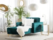 Narożniki - Beliani Szezlong welur lazurowy ABERDEEN - miniaturka - grafika 1