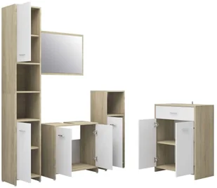 VidaXL Lumarko 4-częściowy zestaw mebli łazienkowych, biel i dąb sonoma 3071716 VidaXL - Meble łazienkowe - miniaturka - grafika 4