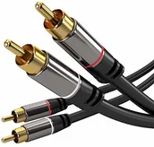 Kable - PremiumCord Kabel RCA HQ 2xCINCH wtyczka na 2xCINCH, kabel połączeniowy audio wideo, do telewizorów, telefonów MP3 HiFi, ekranowany, złącze metalowe, M/M, długość 5 m kjqccmm5 - miniaturka - grafika 1