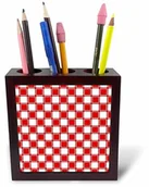 Pojemniki biurowe - 3dRose 3dRose ph_215822_1 5-calowy"wzór współczesnych kwadratów" uchwyt na długopisy do płytek - czerwony/biały ph_215822_1 - miniaturka - grafika 1