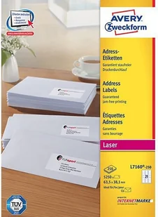 Avery Zweckform Etykiety adresowe do drukarek laserowych białe 63,5mm x 38,1mm 100 arkuszy - Etykiety samoprzylepne i bloki etykiet - miniaturka - grafika 6