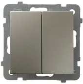 Wyłączniki światła i elektryczne - Ospel Łącznik świecznikowy, podwójny Satyna light - ŁP-2G/m/45 As - miniaturka - grafika 1