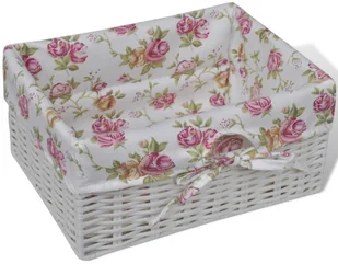 vidaXL Szafka komoda biała/krem szuflada i 2 kosze - Komody - miniaturka - grafika 7