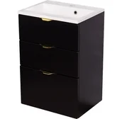 Szafki łazienkowe - Czarna szafka łazienkowa z umywalką 50/3 cm Victa VIC-C-U50/39/3 + KIDDY-50 - miniaturka - grafika 1