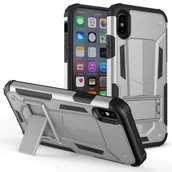 Etui i futerały do telefonów - Zizo Hybrid Transformer Cover Pancerne etui iPhone X z podstawką (Silver/Black) HBTFM-IPHX-SLBK - miniaturka - grafika 1