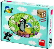 Klocki - DINO Drewnine klocki Krecik i ptaszek 12 sztuk - miniaturka - grafika 1