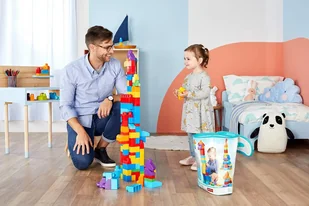 Fisher Price Mega Bloks Klocki 60 Elementów Torba Niebieska Klocki Dla Małych Dzieci DCH55 DCH55 - Klocki - miniaturka - grafika 3