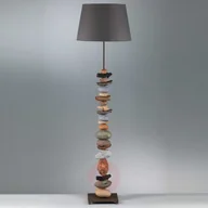 Lampy stojące - ONLI Lampa podłogowa Vera klosz z tkaniny i kamień - miniaturka - grafika 1