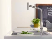 Zlewozmywaki - Hansgrohe S71 Zlewozmywak stalowy półtorakomorowy 75,5x50 cm stal szlachetna 43309800 - miniaturka - grafika 1