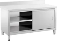 Meble gastronomiczne - Royal Catering Stół roboczy z szafką - 150 x 70 cm - 600 kg - rant RCSSCB-150x70-E-B RCSSCB-150x70-E-B - miniaturka - grafika 1
