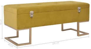 vidaXL Ławka ze schowkiem, 105 cm, musztardowa, aksamitna vidaXL - Ławki do przedpokoju - miniaturka - grafika 8