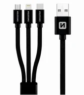 Kable USB - Kabel Swissten 3 w 1 1,2m czarny MFi - miniaturka - grafika 1
