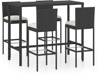 vidaXL 5-cz zestaw barowy do ogrodu z poduszkami rattan PE czarny 3064832 - Pozostałe meble ogrodowe - miniaturka - grafika 2