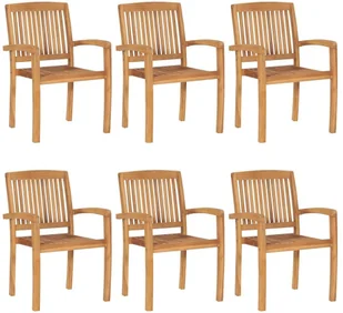 vidaXL Sztaplowane krzesła ogrodowe z poduszkami, 6 szt., tekowe! 3073267 - Fotele i krzesła ogrodowe - miniaturka - grafika 2