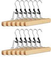 Wieszaki do szafy - Relaxdays napinacze do spodni z drewna, 12er Set wieszak na ubrania, srebrna deska do zacisków do spodni i spódnic, HBT: 17 X 25 X 2, 3 cm, naturalny, 2.3 x 25 x 17 cm 10021829 - miniaturka - grafika 1