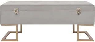 vidaXL Ławka ze schowkiem, 105 cm, szara, aksamitna vidaXL - Ławki do przedpokoju - miniaturka - grafika 4