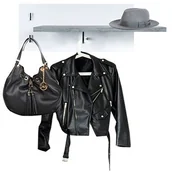 Wieszaki i stojaki - Phoenix Bruno garderoba ścienna garderoba ścienna z 1 drążek na ubrania, 2 haki i 1 półką, drewna, betonu, biały, 20 x 30 x 75 cm 716210WE - miniaturka - grafika 1