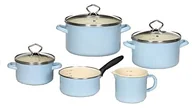 Zestawy garnków i patelni - Krüger Karl 89566 PAB emaliowane zestaw garnków Sylt, 5-częściowy, pastelowo-niebieska 89566PAB - miniaturka - grafika 1